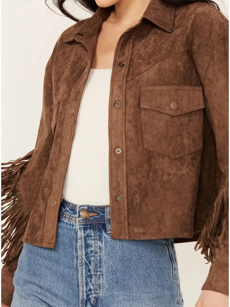 Women’s Brown Suede Fringe Jacket